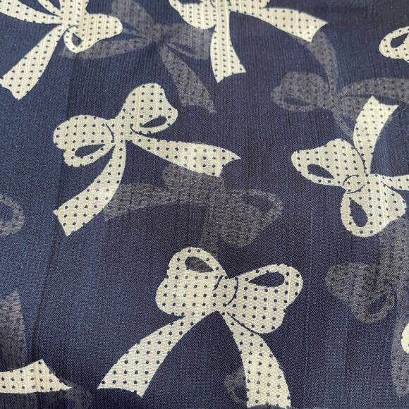 Bettie Page Las Vegas XL 10 Navy Blue & White Bow 40s Style Day Dress - Picture 11 of 13